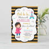 パリの誕生日の招待ガールエッフェルタワー招待状 招待状 (スタンド正面)