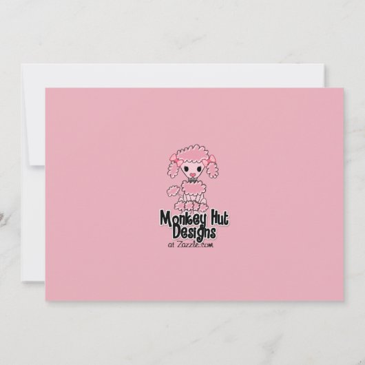 パリの誕生日の招待状のピンクのプードル 招待状 (裏面)