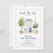 パリの誕生日 パリのカフェ ティーパーティー 招待状 (正面)