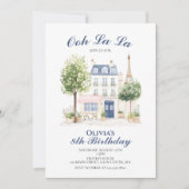 パリの誕生日 パリのカフェ ティーパーティー 招待状 (正面)