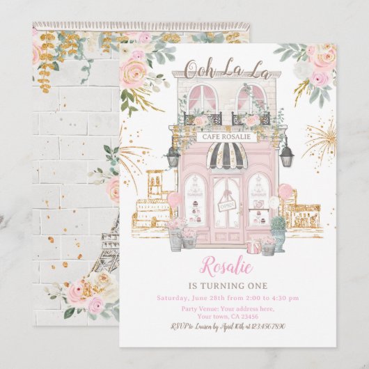 パリの誕生日 招待状 (正面/裏面)