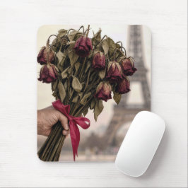 パリの赤いしおれた薔薇の花束 マウスパッド
