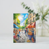 パリの通りシーンとエッフェルタワー ポストカード (スタンド正面)