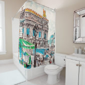 パリの通りビューザシアターの邪悪なカフェ シャワーカーテン (インサイチュ)