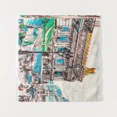  パリの通りビューザシアターの邪悪なカフェ タペストリー (正面(横))