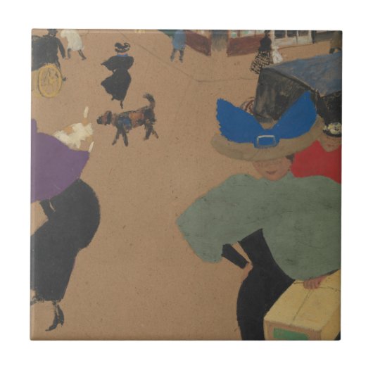 パリの通り場面 タイル (正面)