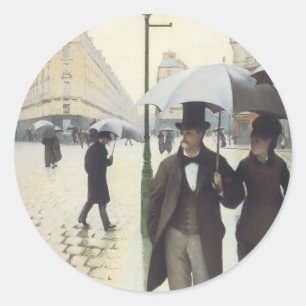 パリの通り、Caillebotte著雨の日 ラウンドシール