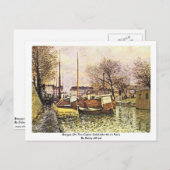 パリの運河サンマルティンの上のバルジェス ポストカード (正面/裏面)