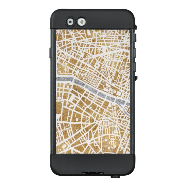 パリの金めっきされた都市地図 LifeProof iPhoneケース (裏面)