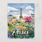パリの開花：水彩夢 ポストカード (正面)