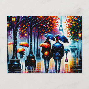 パリの雨の秋の日フランス ポストカード