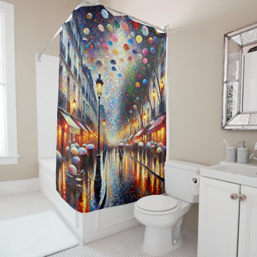 パリの雨日の優雅さ シャワーカーテン (インサイチュ)
