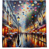 パリの雨日の優雅さ シャワーカーテン (正面)