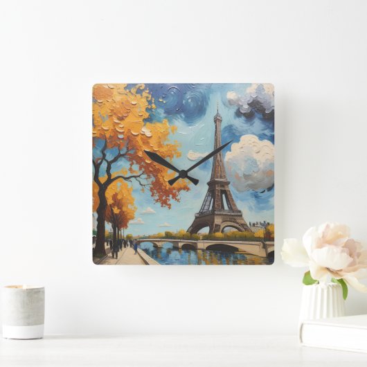 パリの風景 スクエア壁時計 (ホーム)