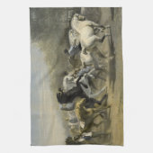 パリの馬の市場1855年 キッチンタオル (縦)