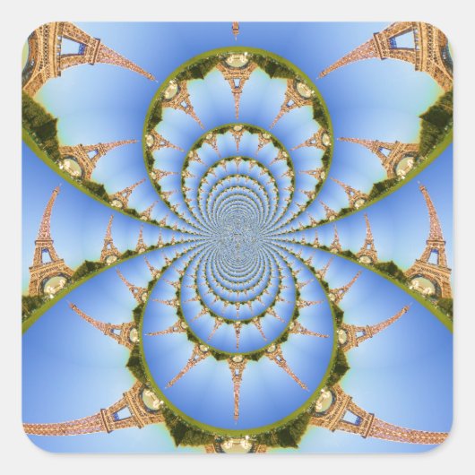パリの魔法:幾何学的なエッフェル塔のデザイン スクエアシール (正面)