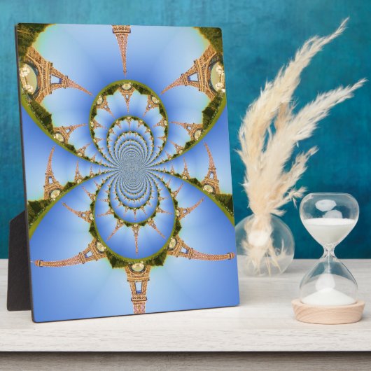 パリの魔法：幾何学的なエッフェル塔のデザイン フォトプラーク (側面)