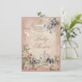 パリの鳥かご、鳥と花の赤ちゃんシャワー 招待状 (スタンド正面)