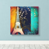 パリの鳥の渦巻きアートキャンバス印刷 キャンバスプリント (インサイチュ (ウッドフロア))