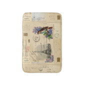 パリの鳥の薄紫のフランスのな郵便はがきのバス・マット バスマット (正面縦)