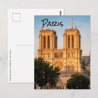 パリの黄金の時間のノートルダム大聖堂 - フランス, パリ ポストカード