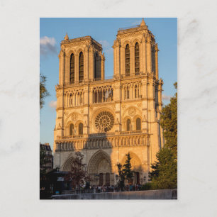 パリの黄金の時間のノートルダム大聖堂 - フランス, パリ ポストカード