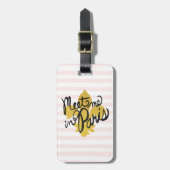 パリの黒および金ゴールドの私に会って下さい ラゲッジタグ (正面縦)