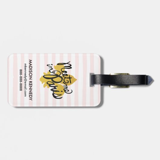 パリの黒および金ゴールドの私に会って下さい ラゲッジタグ (裏面横)