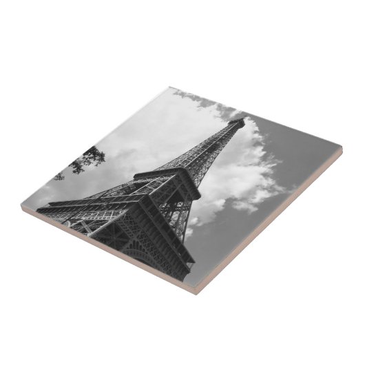 パリの黒と白のエッフェルタワー – 旅行写真 タイル (側面)