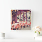 パリのAlのフレスコ画の食事 スクエア壁時計 (ホーム)