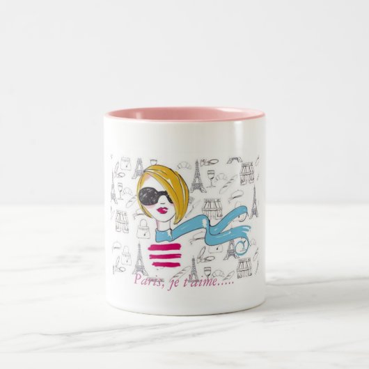 パリのjeのt'aime ..... ツートーンマグカップ (中央)