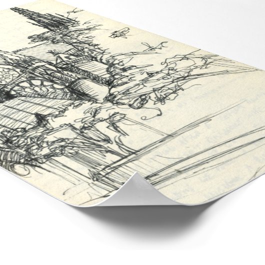 パリのSketchy: Notre Dame ポスター (角)