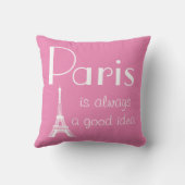 パリはいつも良いアイディアピンク クッション (裏面)