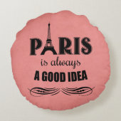 パリはいつも良いアイディア ラウンドクッション (裏面)