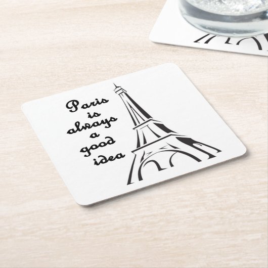 パリはいつも良いアイディア- Coaster スクエアペーパーコースター (アングル)