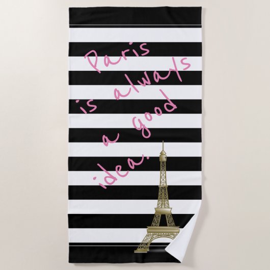 パリはよいアイディアのビーチタオル常にです ビーチタオル (正面)