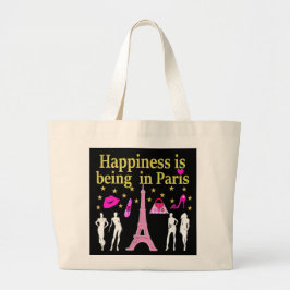 パリは幸せだ ラージトートバッグ