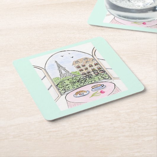 パリは良いアイディア スクエアペーパーコースター (アングル)