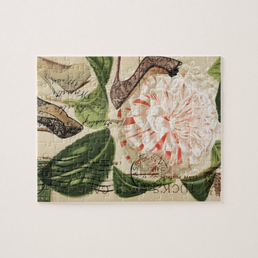 パリは花のフランスのな植物の芸術に蹄鉄を打ちます ジグソーパズル (横)