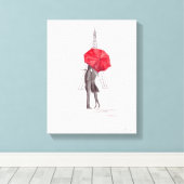 パリは赤い傘のキャンバスプリントとカップルを愛する キャンバスプリント (インサイチュ (ウッドフロア))