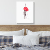 パリは赤い傘のキャンバスプリントとカップルを愛する キャンバスプリント (インサイチュ (寝室))