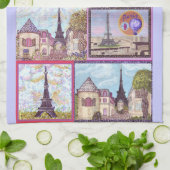 パリは都市景観およびエッフェル塔Ameをインスパイア キッチンタオル (折り畳み)