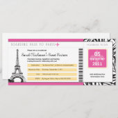 パリへのSweet 16 搭乗券 招待状 (正面/裏面)