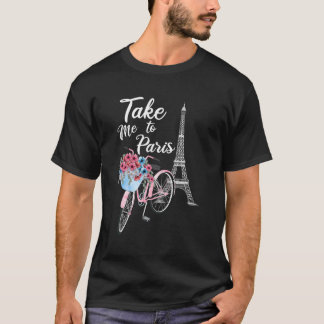 パリへ連れて行けフランスフローラミニマルエッフェルTowe Tシャツ