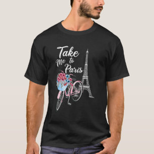 パリへ連れて行けフランスフローラミニマルエッフェルTowe Tシャツ