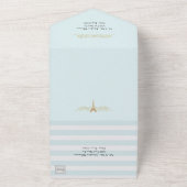 パリをテーマにしたストライプのウェディング オールインワン招待状 (外側)