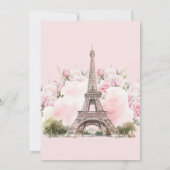 パリをテーマにしたピンクのキンセアニェラ招待状 花飾り 招待状 (裏面)