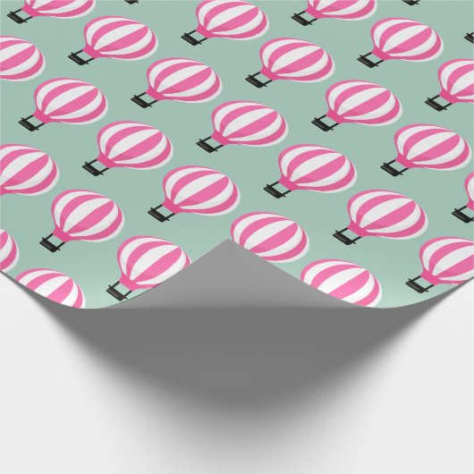 パリをテーマにしたピンクホットエアバルーンラッピング紙 ラッピングペーパー (角)