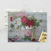 パリをテーマにしたフォトウェディングの追加RSVP パーソナライズされた インビテーションポストカード (正面/裏面)