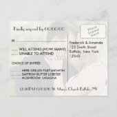 パリをテーマにしたフォトウェディングの追加RSVP パーソナライズされた インビテーションポストカード (裏面)